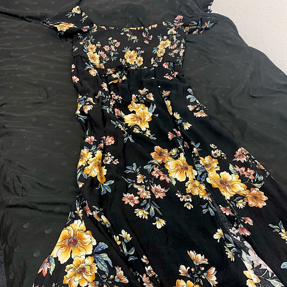 Floral print off the shoulder maxi dress xxl